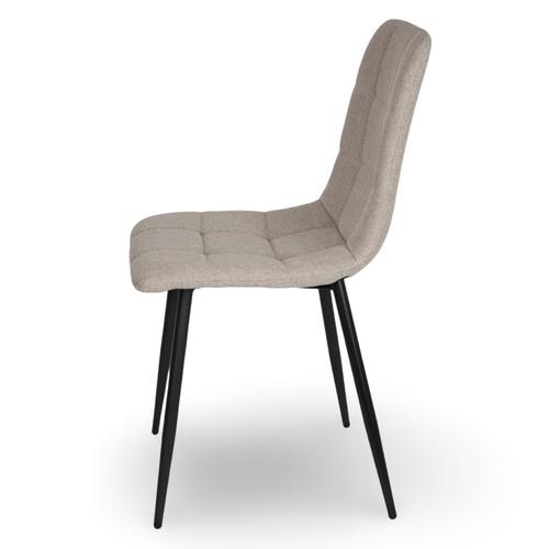 Sillas 4er Set 88x55x45cm Comedor Con Revestimiento Tejido Beige Cocina Oficina - Imagen 4 de 7