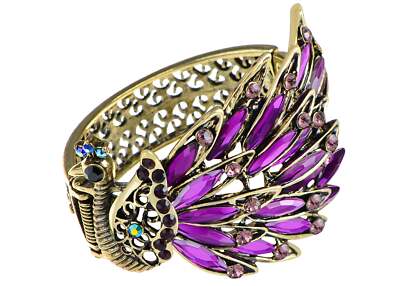 Womens Antique Peacock Bracelet Bangle With Gems | 6 colors