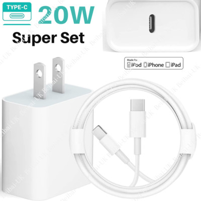 20W USB-C Power Adapter Cable For iPhone 14 13 12 11 Pro XR PD Fast Wall Charger