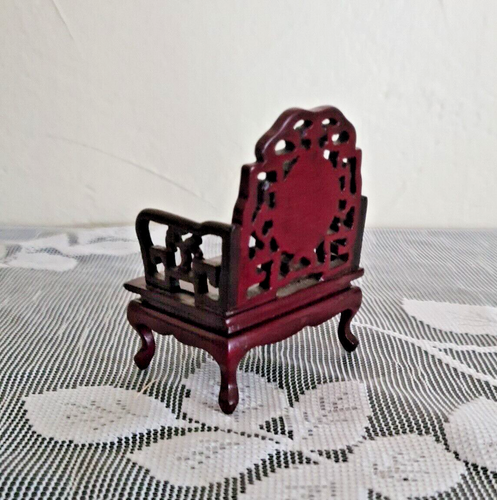 Miniature Asian POGODA CHAIR Dollhouse w/ MOTHER OF PEARL Wood Inlay Hand Made - Picture 4 of 10