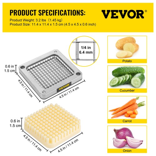 VEVOR Lame de Rechange Bloc de Poussée Accessoires pour Coupe-frites 3PCs 6,35mm - Imagen 7 de 12