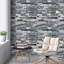 Grey Brick Wallpaper Peel and Stick Wallpaper Stone Wallpaper 17.7 X 118 Sel