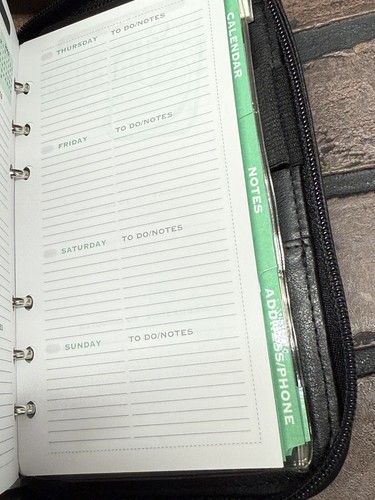 Vintage Day Timer Planner Scheduler Black Leather Small “Navigator” - Picture 5 of 6