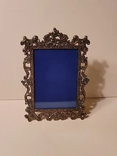 Vtg Italy Baroque Rococo Brass Finish Ornate Gold Metal Frame Glass Easel Back 2