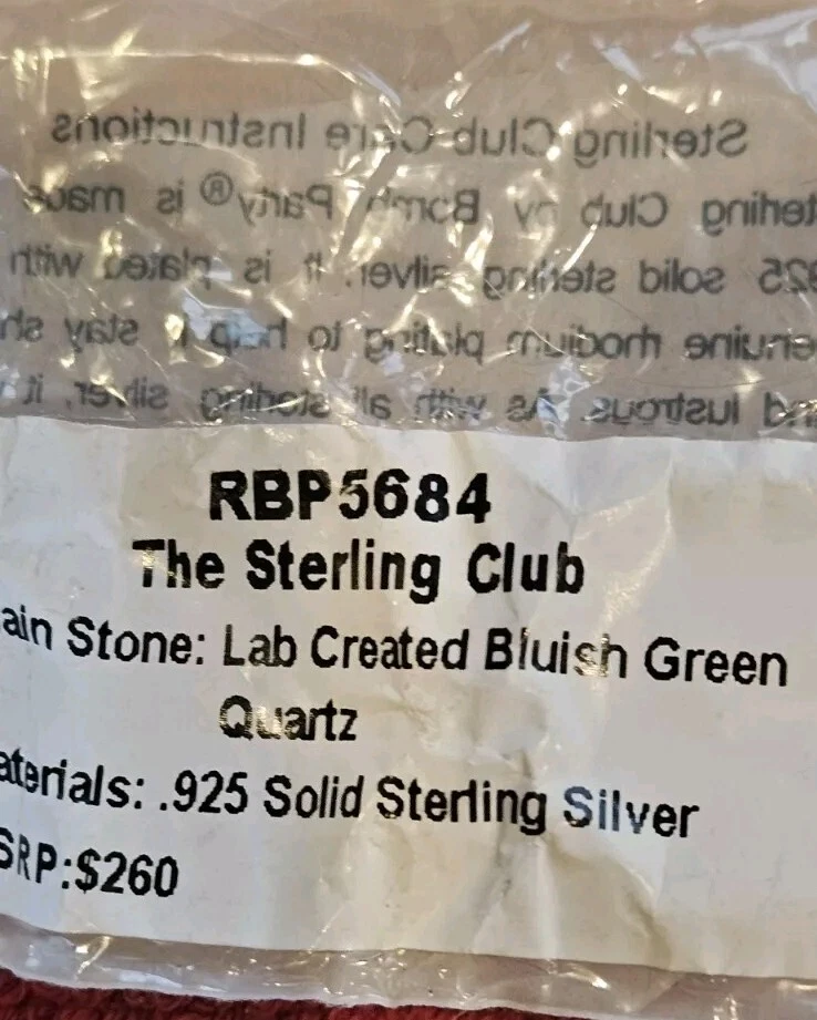 BP RING SIZE 6 RBP5684 The Sterling Club LC Bluish Green Quartz On Sterling - Image 3 of 3