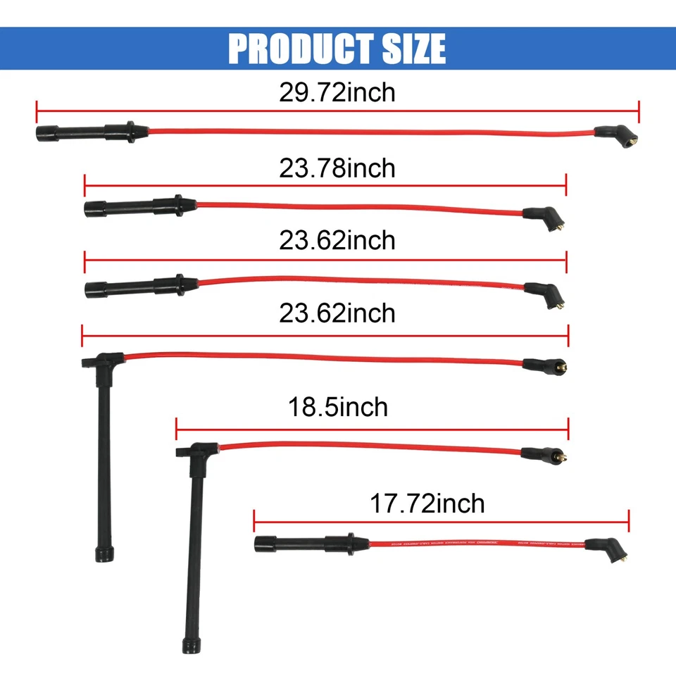 671-6197 Juego de 6 cables de bujía nuevos para Nissan Pathfinder Frontier QX4 Foto 2 de 4