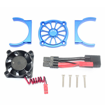 GPM Racing Aluminum Motor Heatsink Blue w/ Cooling Fan : Traxxas E-Revo VXL 2.0