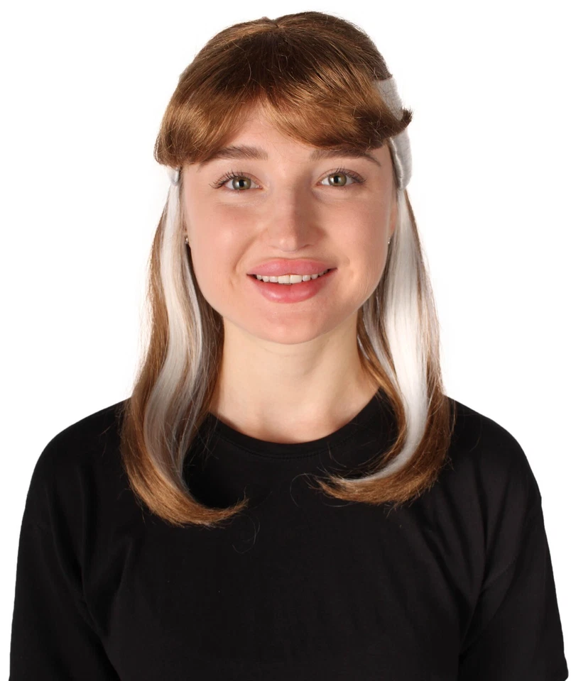 Bruja narcisista, medio cabello negro con rayas blancas, HW-6932A Foto 3 de 4