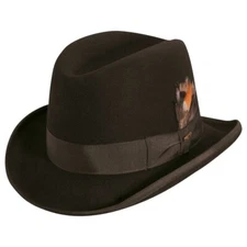 SCALA * MENS WOOL BROWN FEDORA HAT * M * NEW LINED HOMBURG DRESS SUIT GODFATHER