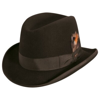 SCALA CLASSICO * MENS WOOL BROWN FEDORA HAT * 1 XL * NEW LINED HOMBURG GODFATHER