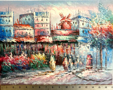Vintage Mid-Century Parisian Street Scene Oil Painting Signed — listing 4
