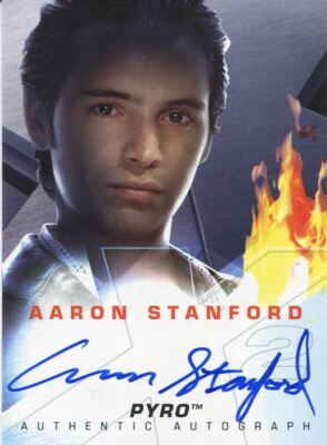 X Men 2 Film Autogrammkarte Aaron Stanford als Pyro