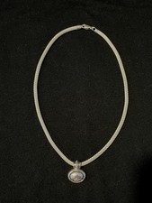 Collana maglia cava argento sterling 925 Italia 8U con ciondolo scivolo sterling 17"