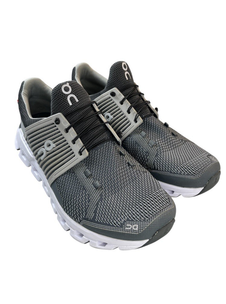 On Cloud Gray White Black Solid Mesh Running Snea… - image 2