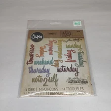 Sizzix Thinlits Die Set (14) Tim Holtz Daily Words Script Calendar Days of Week