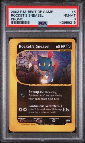 2003 POKEMON BEST OF GAME PROMO #5 ROCKET'S SNEASEL PSA 8