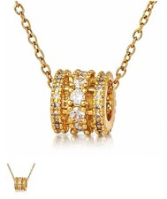 UNISEX NECKLACE 18K Gold Plated Steel Cubic Zirconia Waterproof Hypoallergenic