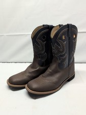 Magellan Outdoors Brown/ Blue Western Cowboy Boots Shoes Youth 6D Boys EUC