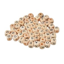 100Pcs Alphabet Wooden Beads Cube Wood Beads Wood Beads