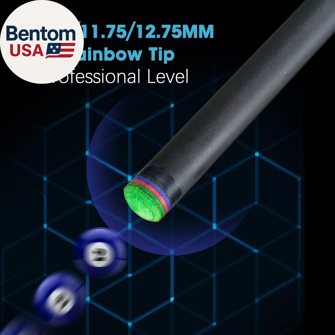 Carbon Fiber Pool Cue Shaft for 3/8X8 & Uniloc Joints | Low Deflection Shaft for