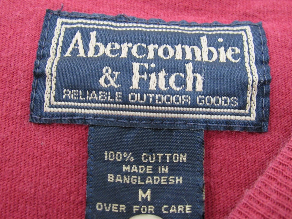 Camisa Abercrombie & Fitch A&F Para Hombre ROJA Mediana Cuervos 92 Rugby #9 Manga Larga De Colección Foto 4 de 4