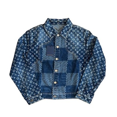 louis vuitton nigo コラボ　デニムジャケット！ Louis Vuitton X Nigo 1A7YD7 Monogram Blue Denim Jacket Size: 52