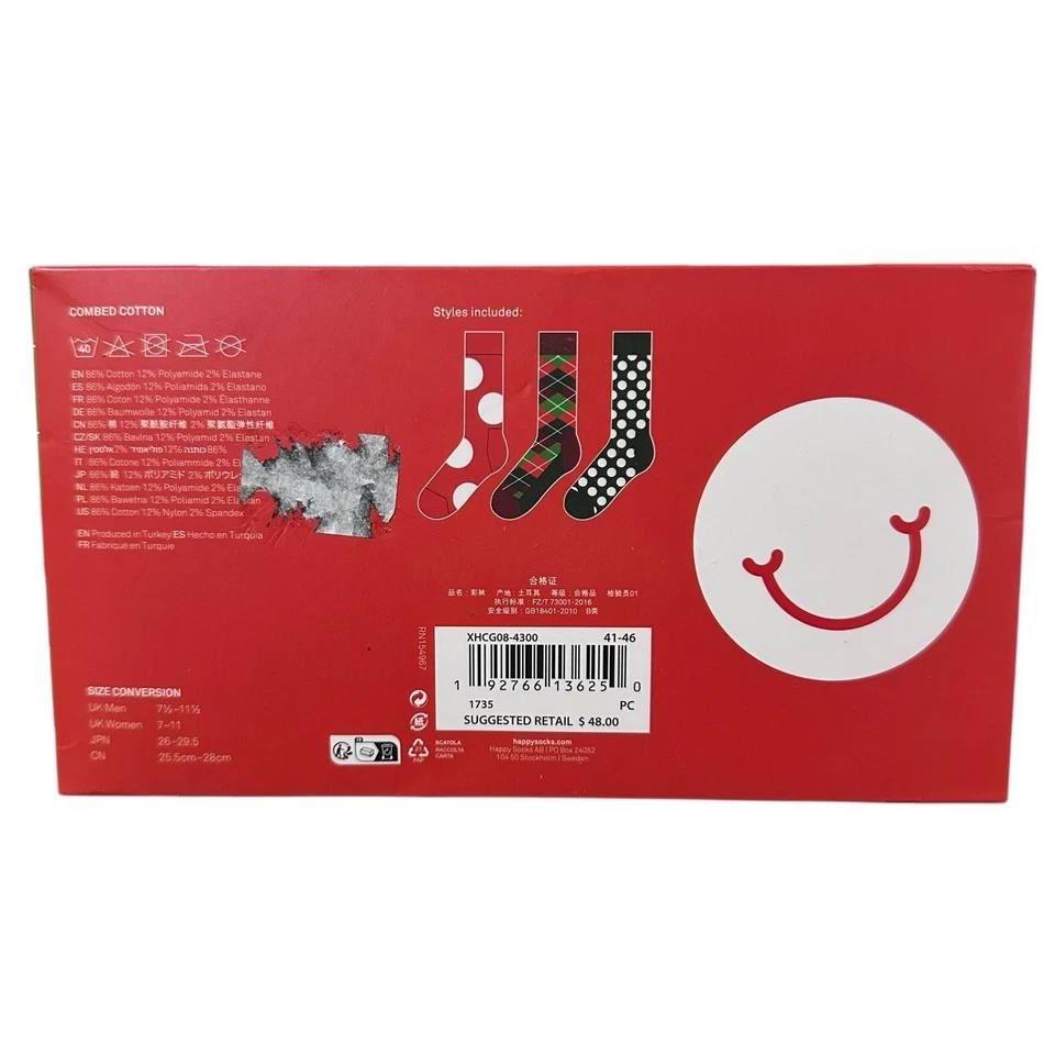 MEN'S HAPPY SOCKS GRAPHIC 3 PAIRS MULTI-COLOR CREW ART COTTON SOCKS SIZE 10-13 - Image 4 of 4