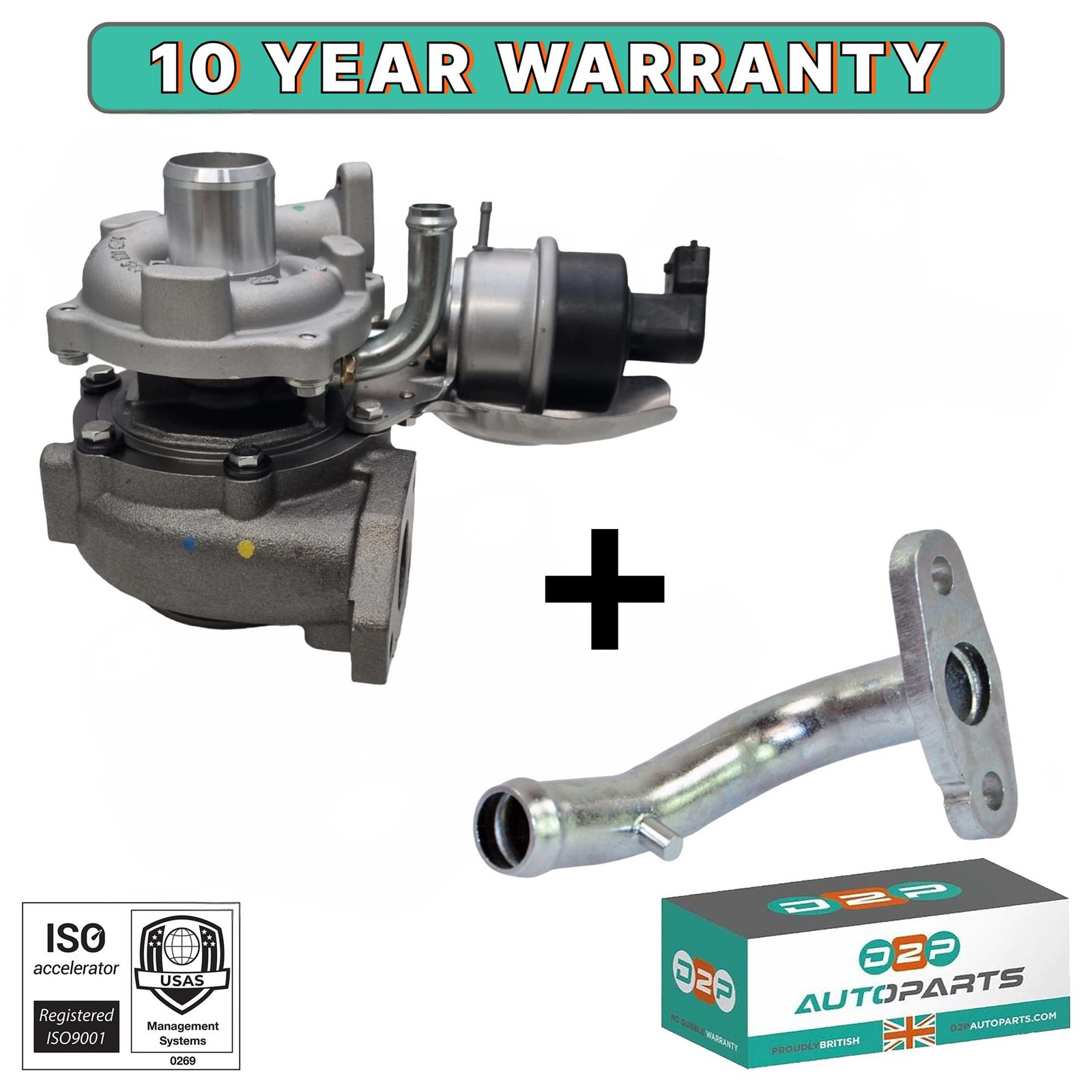 TURBOCHARGER & OIL FEED PIPE FOR FIAT DOBLO PUNTO IDEA FIORINO TIPO QUBO STRADA - Image 2