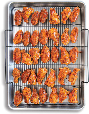 Extra Large Oven Crisping Baking Tray, with Rack, Silver