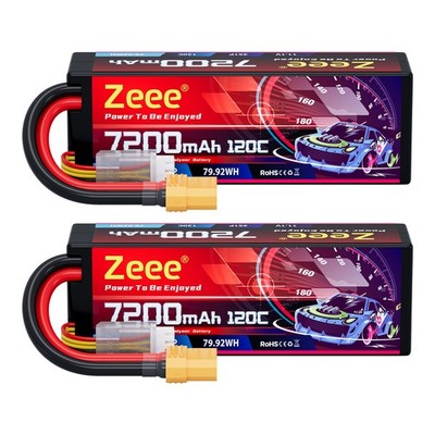 2x Zeee 3S LiPo Battery 7200mAh 11.1V 120C XT90 for RC Car Truck Truggy Buggy