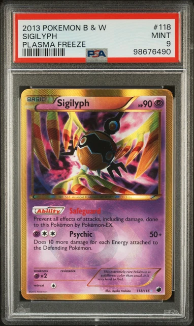 Pokemon Sigilyph Plasma Freeze Holo Secret Rare 118/116 PSA 9 Mint