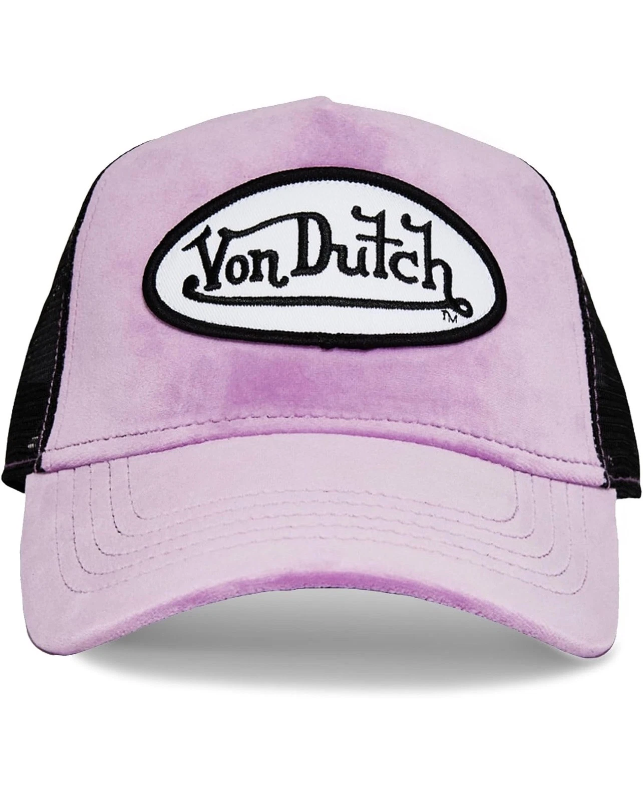NEW Von Dutch Purple Plum Dust Velvet Black Mesh Trucker SnapBack Unisex hat
