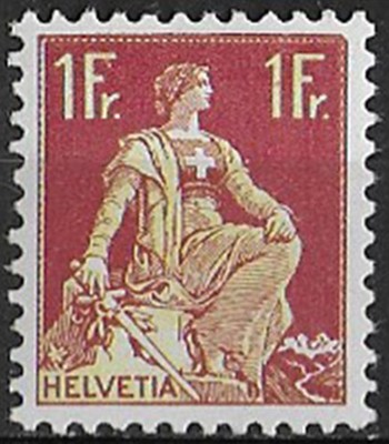 1933 Switzerland Helvetia 1Fr Embossed MNH Unified No. 126a