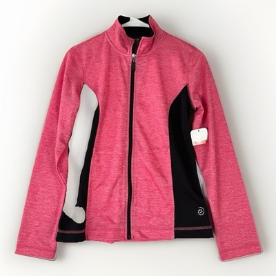 Be Inspired Activewear Jacket Womens XS Full Zip Pockets Coral Pink Black NWT