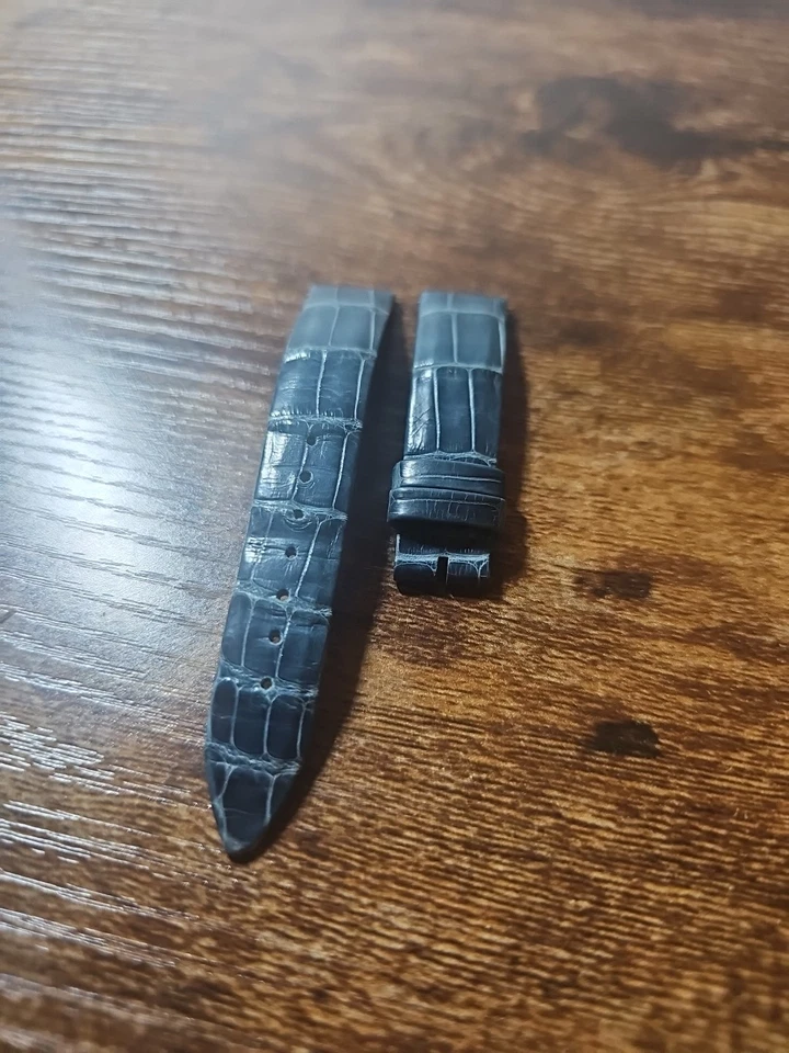 Jaeger-LeCoultre OEM 16/14mm Blue Alligator Leather Watch Quick Release Strap - Image 4 of 4