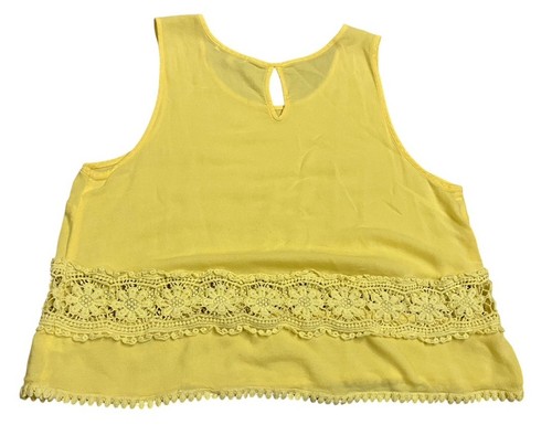 Charlotte Russe Crop Tank Top Women Size Large Vintage Y2K Yellow Cottage Floral - Picture 4 of 7