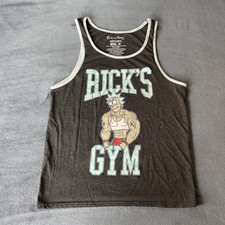 Rick And Morty Rick’s Gym Gray/Blue Tank Top Medium