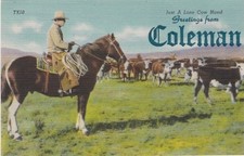 Just A Lone Cow Hand-Greetings From COLEMAN, Texas Just A Lone Cow Hand-Greetings From COLEMAN, Texas