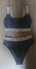 Womens Black Two-Piece Bikini Swimsuit Set Gr...