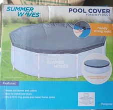 Summer Waves 8-10 ft pool cover (Fits Both Ring And Metal Frame) New!!!