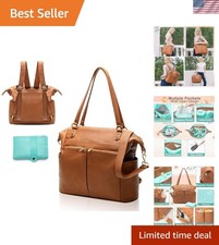 Elegant 4 in 1 Leather Diaper Bag Backpack - 13 Pockets, Waterproof Stylish