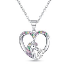 Unicorn Necklace for Girls Age 6-8, White Gold Plated Letter G Initial Heart Nec