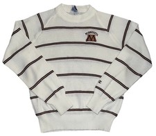 Vtg 80s Mens Champion White USA Made Minnesota Striped Sweater Medium