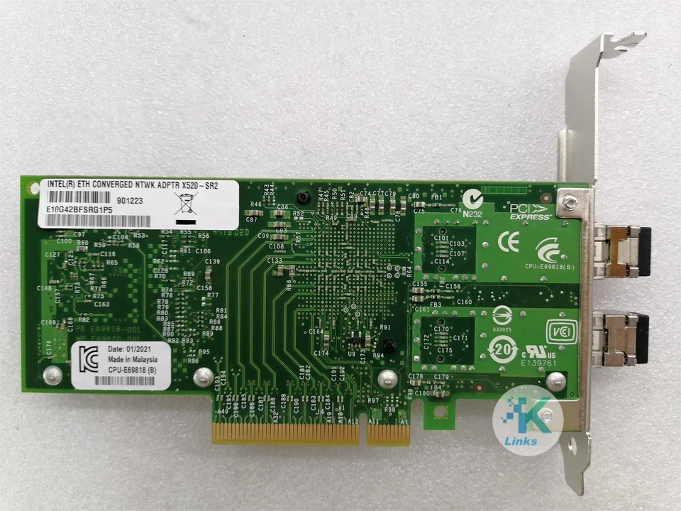 Intel X520-SR2 10GB Dual-Port Ethernet Converged Network Adapter E10G42BFSRG1P5 - Image 3 of 3