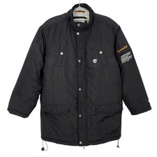 Timberland Full Zip Parka Jacket Youth Boys Large Black Coat MISSING HOOD
