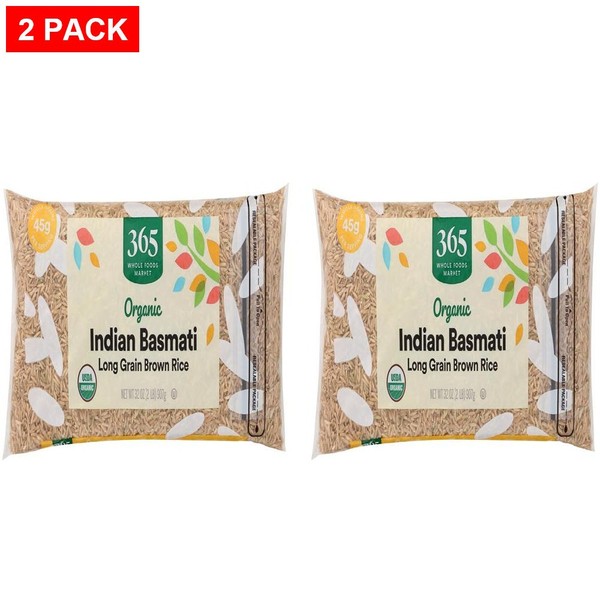 Whole Foods Market, arroz basmati marrón indio orgánico, 32 onzas - paquete de 2