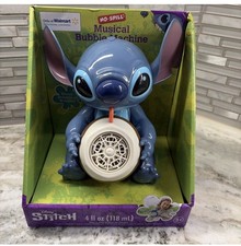 Disney Stitch Musical Bubble Machine No Spill Blows Bubbles New