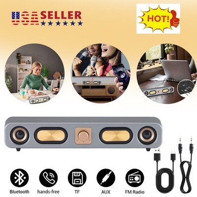 Retro Portable Bluetooth Sound Bar,Dual 2''Speakers,TF/USB/AUX/FM&Hands-Free Call