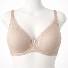 Natori 40G Rose Beige Tan Full Coverage Lace Underwire Bra Plunge Nude Unpadded