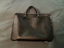 Men  Coach Briefcase Black Pebbled Leather La...